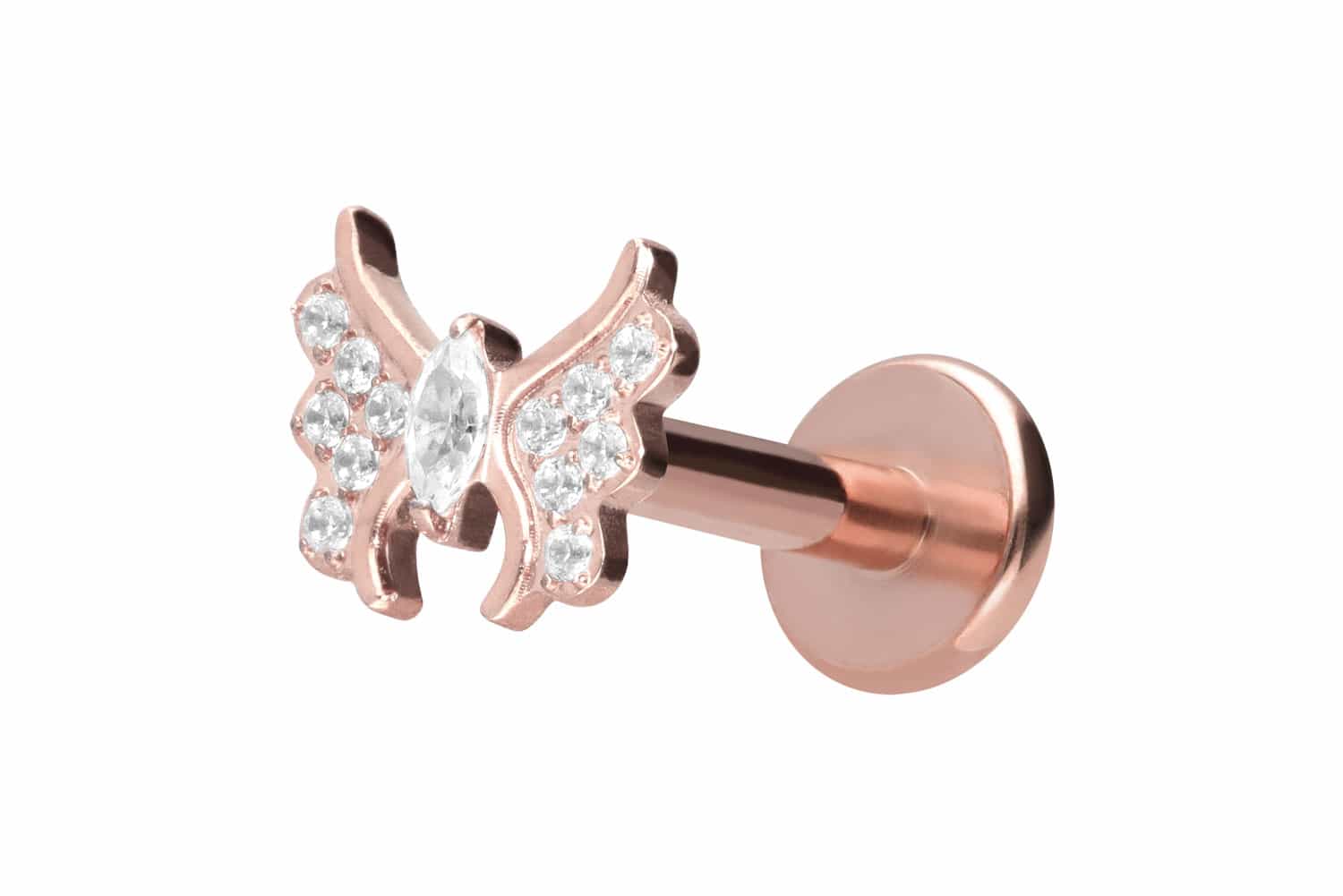 Titan Labret mit Push Fit KRISTALLSCHMETTERLING von Piercingline