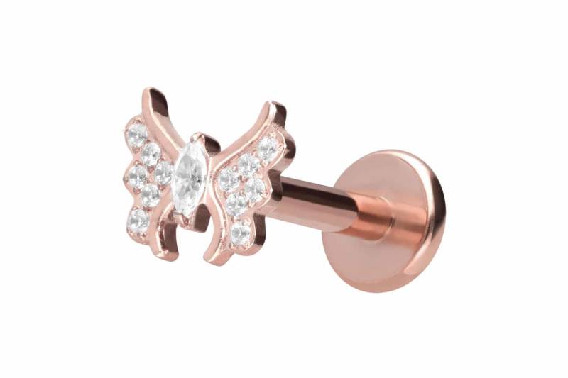 Titan Labret mit Push Fit KRISTALLSCHMETTERLING von Piercingline