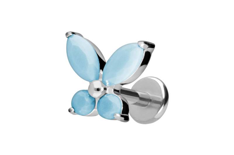 Titan Labret mit Push Fit SCHMETTERLING + SYNTHETISCHE TÜRKISE von Piercingline