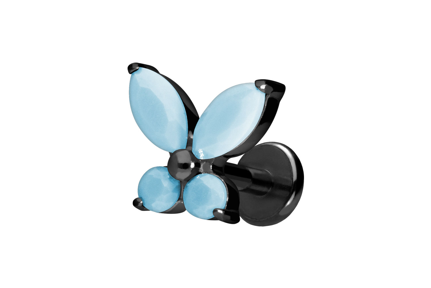 Titan Labret mit Push Fit SCHMETTERLING + SYNTHETISCHE TÜRKISE von Piercingline