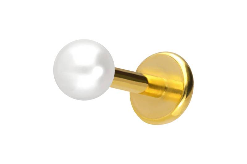 Titan Labret mit Push Fit SYNTHETISCHE PERLE von Piercingline