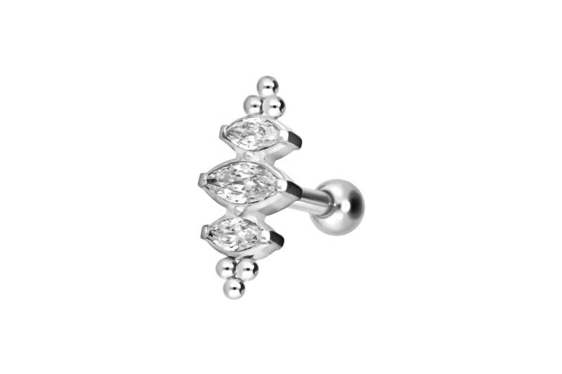 Titan Ohrpiercing mit Innengewinde 3 EINGEFASSTE KRISTALLTROPFEN + KUGELN von Piercingline