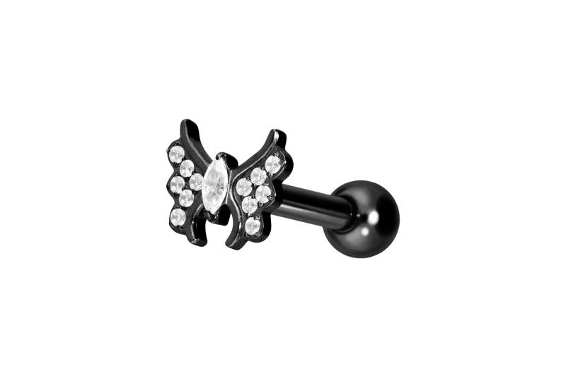 Titan Ohrpiercing mit Innengewinde KRISTALLSCHMETTERLING von Piercingline