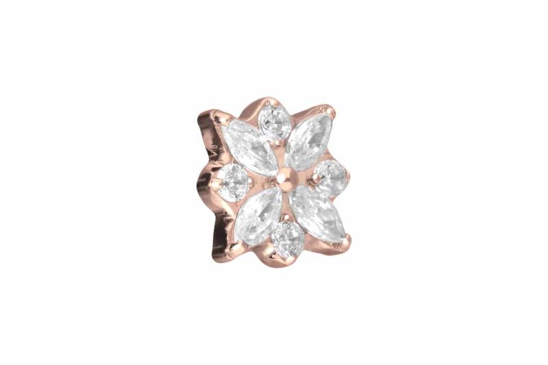 Titan Schraubaufsatz mit Außengewinde KRISTALLBLUME von Piercingline