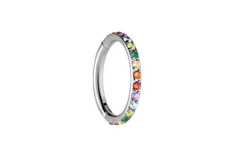 Titan Segmentring Clicker EINGEFASSTE BUNTE KRISTALLE von Piercingline