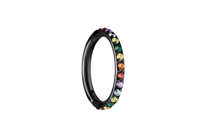 Titan Segmentring Clicker EINGEFASSTE BUNTE KRISTALLE von Piercingline