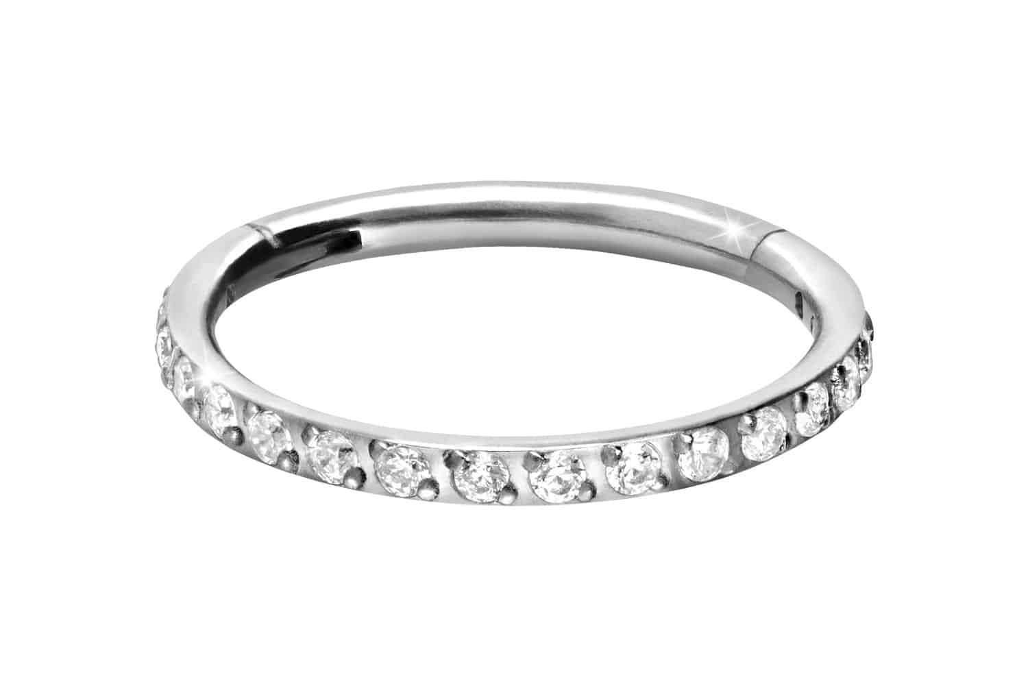 Titan Segmentring Clicker EINGEFASSTE KRISTALLE von Piercingline