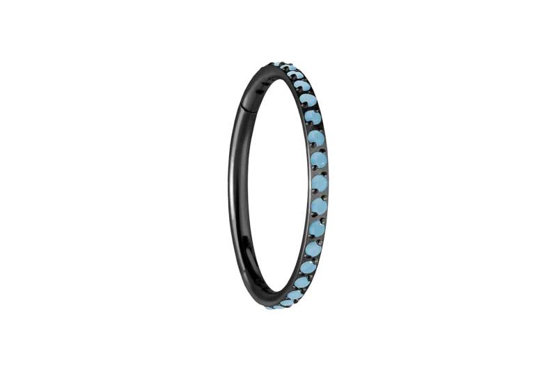 Titan Segmentring Clicker EINGEFASSTE SYNTHETISCHE TÜRKISE von Piercingline