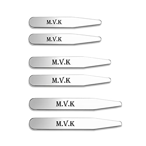 PiericngJak 6Pcs Metall Kragenstäbchen Set mit Gravur Herren Hemd Hemdkragen Stäbchen Edelstahl Kragenstege Collar Stays Personalisierte Geschenke für Männer, 3 Größe von PiericngJak