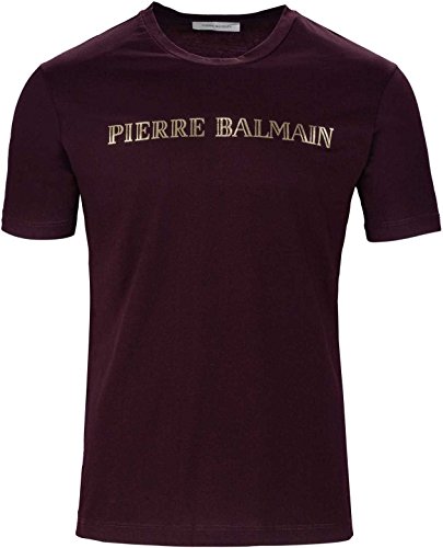 Pierre Balmain Herren Shirt Logo-T-Shirt Logo Patch T-Shirt, Farbe: Bordeaux, Größe: 50 von Pierre Balmain