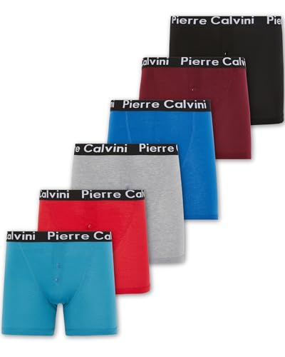 Pierre Calvini (6/12-Pack) Herren Boxershorts Mit Elastischem Bund | Button-Fly im Stretch-Fit-Design | Multipack von Pierre Calvini