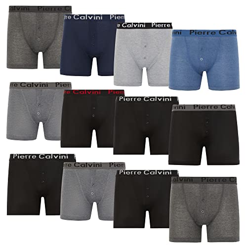 Pierre Calvini (6/12-Pack) Herren Boxershorts Mit Elastischem Bund | Button-Fly im Stretch-Fit-Design | Multipack von Pierre Calvini