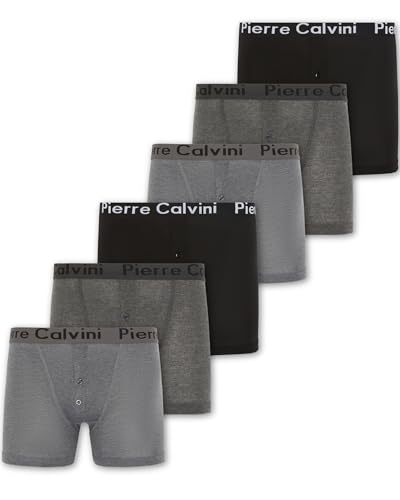 Pierre Calvini (6/12-Pack) Herren Boxershorts mit elastischem Bund | Herren Button-Fly Boxershorts im Stretch-Fit-Design | Herren-Boxershorts Multipack von Pierre Calvini