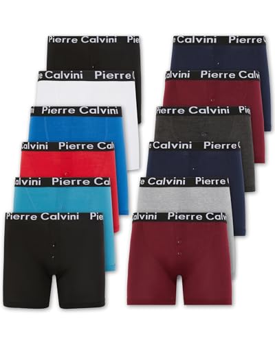 Pierre Calvini (6/12-Pack) Herren Boxershorts mit elastischem Bund | Herren Button-Fly Boxershorts im Stretch-Fit-Design | Herren-Boxershorts Multipack von Pierre Calvini