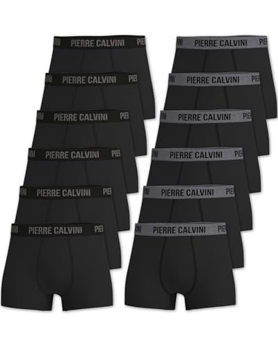 Pierre Calvini Herren Boxershorts Hipster 12er Pack – Bequeme Unterhosen aus Baumwolle mit Stretch – Atmungsaktive & Passgenaue Unterwäsche von Pierre Calvini