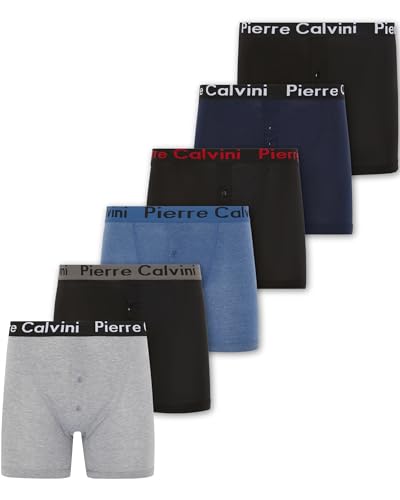 Pierre Calvini Herren Boxershorts (6/12-Pack) mit elastischem Bund | Button-Fly Boxershorts im Stretch-Fit-Design | Multipack von Pierre Calvini