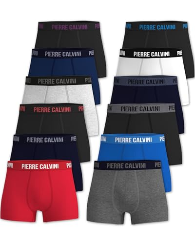 Pierre Calvini Herren Boxershorts Hipster 12er Pack – Bequeme Unterhosen aus Baumwolle mit Stretch – Atmungsaktive & Passgenaue Unterwäsche von Pierre Calvini