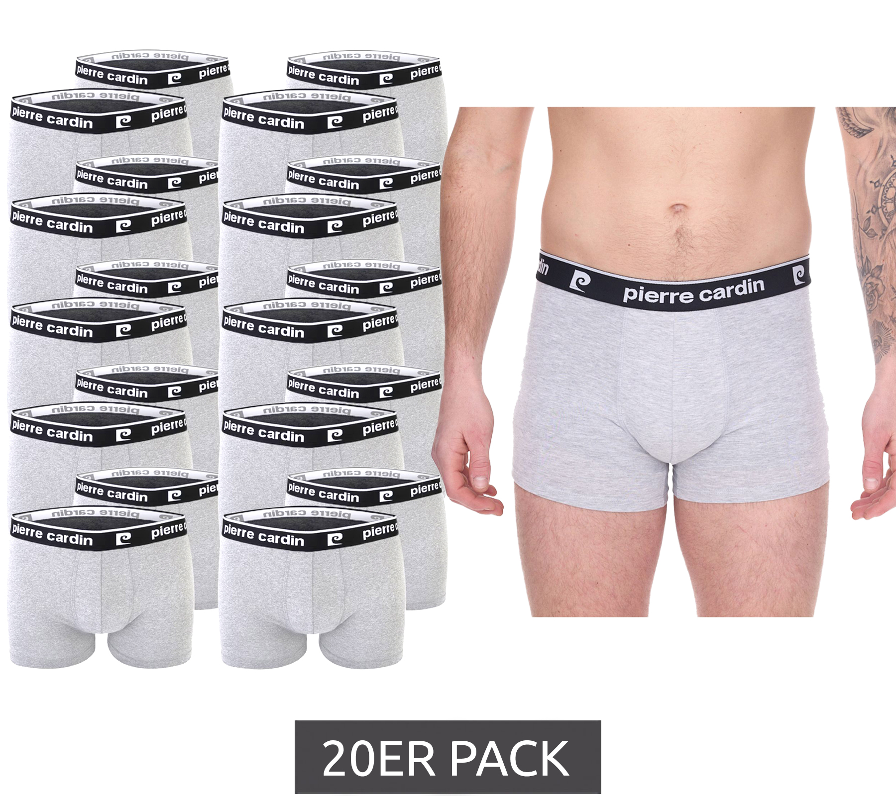 20er Pack Pierre Cardin Herren Baumwoll-Boxershorts Unterwäsche R808 6500 Grau von Pierre Cardin