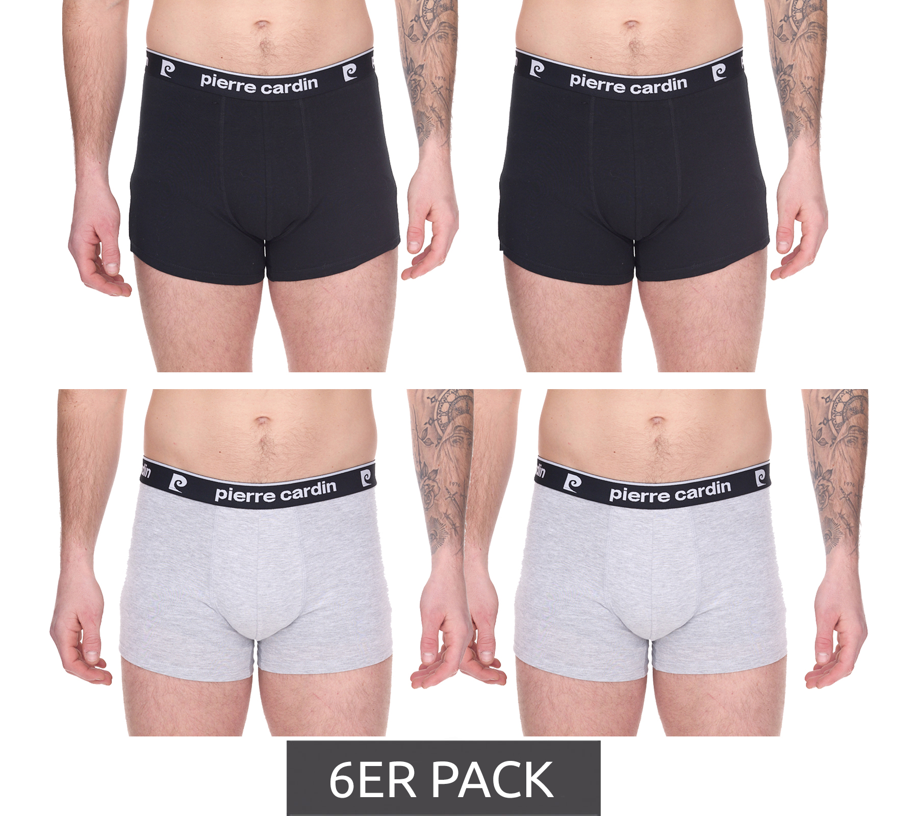 6er Pack Pierre Cardin Herren Baumwoll-Boxershorts Unterwäsche R808 Schwarz oder Grau 6er Pack Pierre Cardin Herren Baumwoll-Boxershorts Unterwäsche R808 Schwarz oder Grau von Pierre Cardin