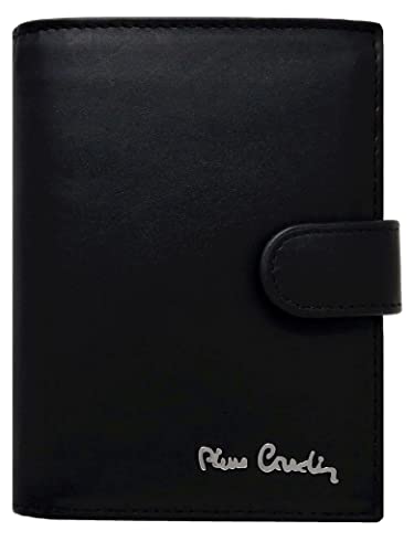 PIERRE CARDIN Herren Geldbörse, Geldbörse,Slim, Slim, Man, Small Thin RFID, Gift, Wallet,Geldbeutel, Slim, Banknotenhalter,Jungen Geldbörse, Schwarz/Burgund von Pierre Cardin