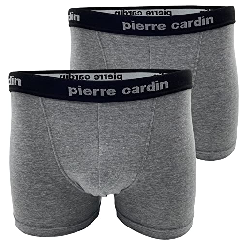 Pierre Cardin 2 Boxershorts für Herren, aus Baumwolle, einfarbig, elastisch, Unterwäsche, Unterwäsche in Packung, Weiß, Schwarz, Grau Melange und Blau, Mod. 2PCU104, Grau M von Pierre Cardin