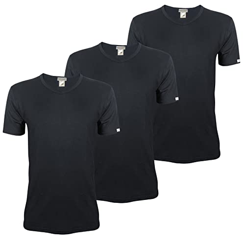 Pierre Cardin 3 T-Shirt Herren 100% Baumwolle Unterwäsche T-Shirts Herren Unterwäsche Weiß Bunte Kurze Ärmel Herren Set Weiß Schwarz Blau und Grau, Schwarzer V-Ausschnitt, Medium von Pierre Cardin