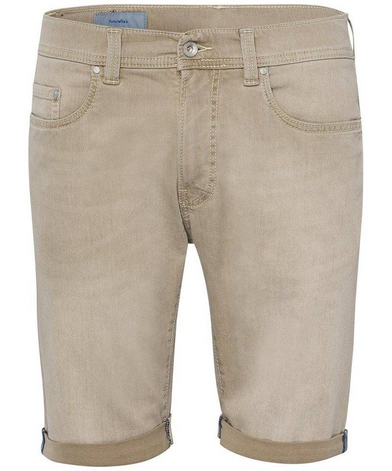 Pierre Cardin 5-Pocket-Jeans PIERRE CARDIN LYON BERMUDA light brown used buffies 34520 8061.8844 - von Pierre Cardin