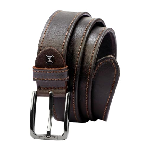 Pierre Cardin 5072 KAM02 Gürtel Herren, Elegante Männer Gürtel, Leder, klassische Schnalle - Dunkel Braun, Riemenlänge 125cm von Pierre Cardin