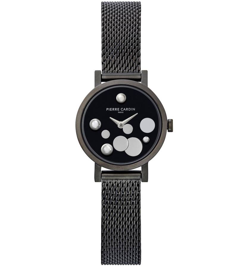 Pierre Cardin Damen Armband-Uhr Ziffernblatt mit silbernen Kreis-Details analoge Quarz-Uhr mit Edelstahl-Armband 3ATM 27mm CCM.0500 Grau von Pierre Cardin