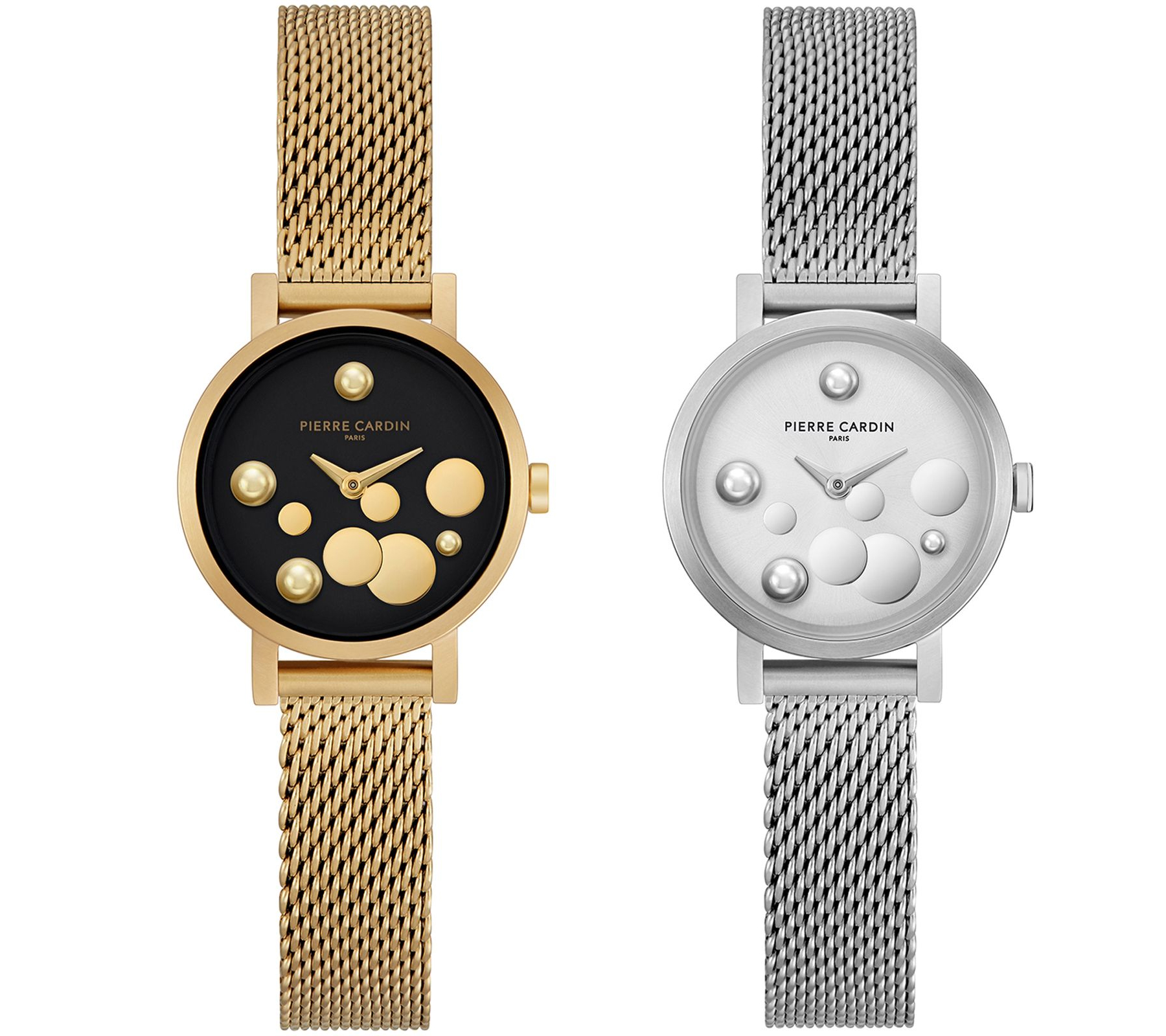 Pierre Cardin Damen Armband-Uhr Ziffernblatt mit silbernen Kreis-Details analoge Quarz-Uhr mit Edelstahl-Armband 3ATM 28mm CCM.050 Silber oder Gold Pierre Cardin Damen Armband-Uhr Ziffernblatt mit silbernen Kreis-Details analoge Quarz-Uhr mit Edelstahl-Armband 3ATM 28mm CCM.050 Silber oder Gold von Pierre Cardin