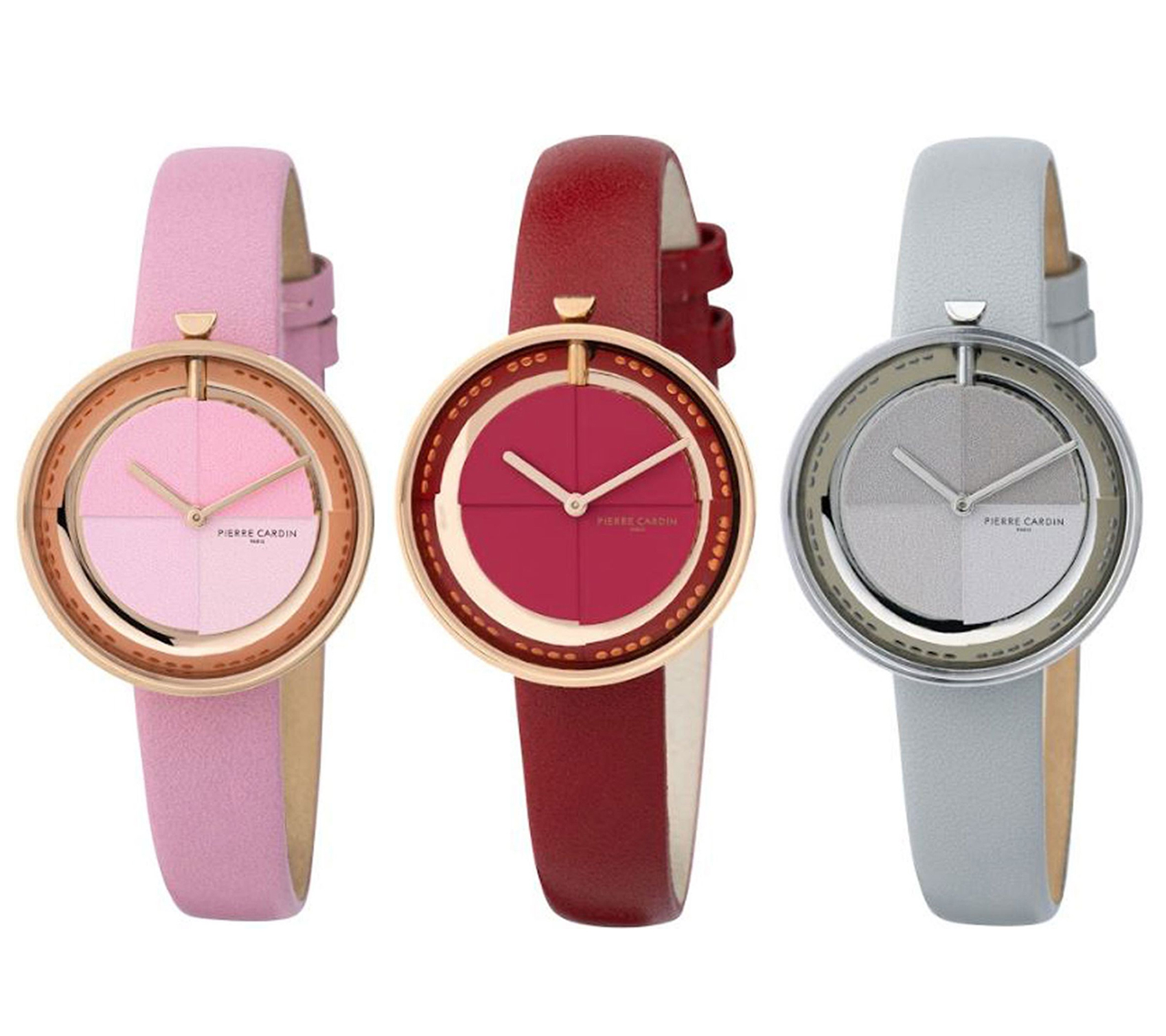 Pierre Cardin Damen Armband-Uhr modernes Ziffernblatt analoge Quarz-Uhr mit Leder-Armband 3ATM 32mm CMA.000 Rosa, Rot oder Grau Pierre Cardin Damen Armband-Uhr modernes Ziffernblatt analoge Quarz-Uhr mit Leder-Armband 3ATM 32mm CMA.000 Rosa, Rot oder Grau von Pierre Cardin