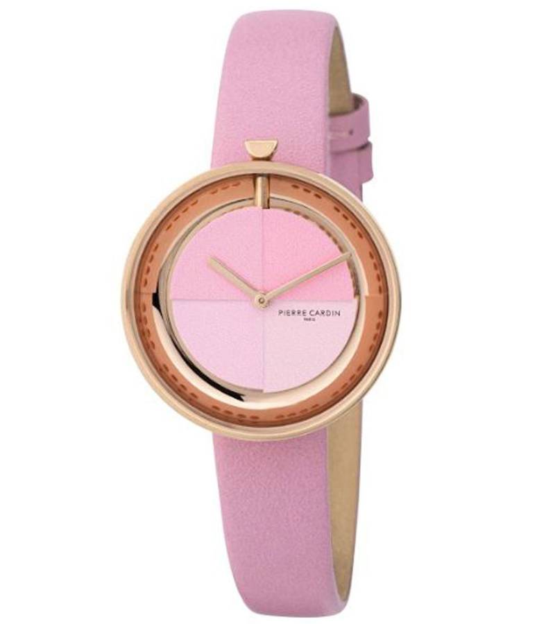 Pierre Cardin Damen Armband-Uhr modernes Ziffernblatt analoge Quarz-Uhr mit Leder-Armband 3ATM 32mm CMA.0004 Rosa/Gold von Pierre Cardin