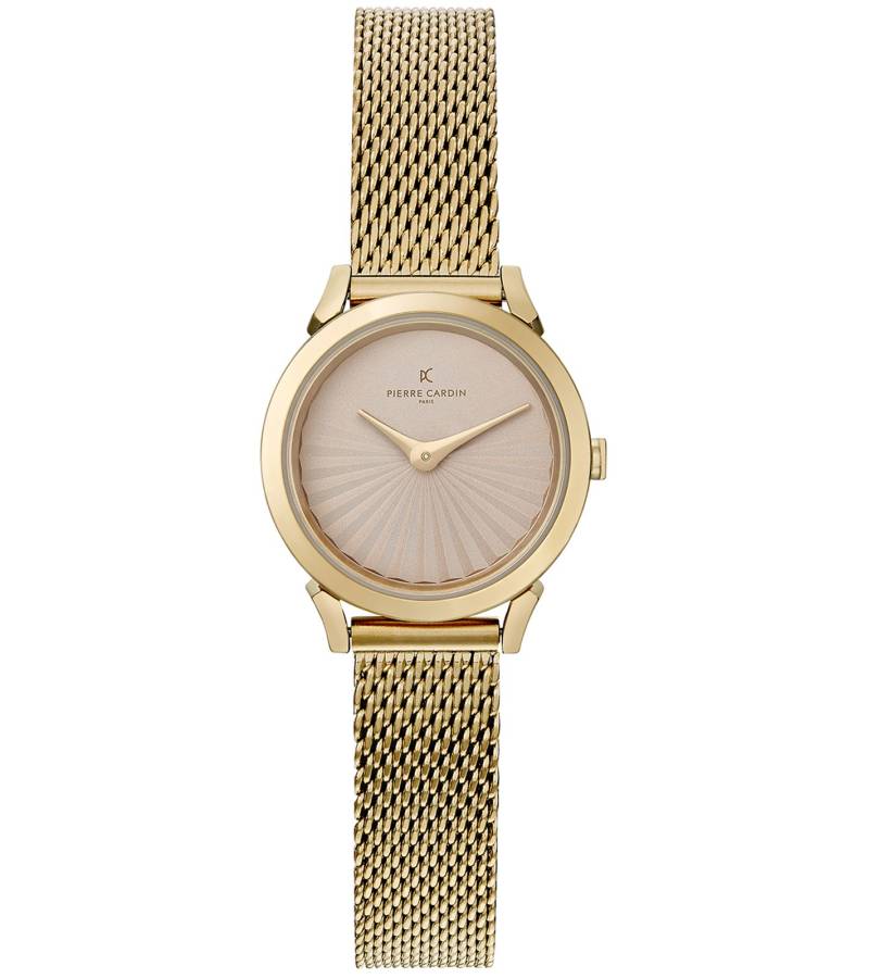 Pierre Cardin Damen Armband-Uhr schlichtes Ziffernblatt analoge Quarz-Uhr mit Edelstahl-Armband 3ATM 27mm CPI.2522 Gold von Pierre Cardin