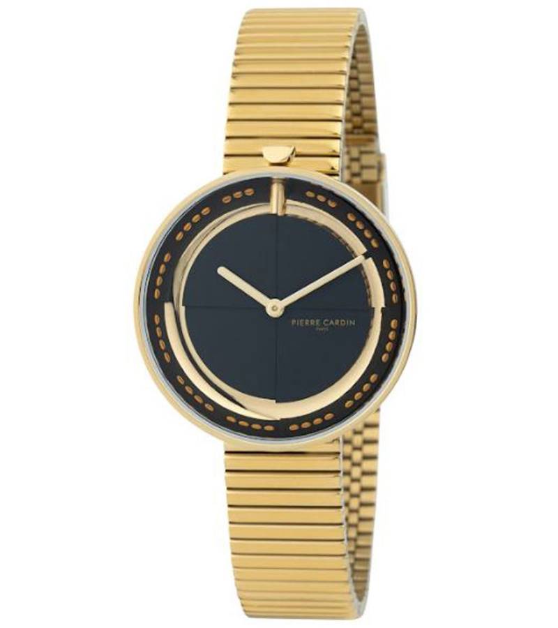 Pierre Cardin Damen Armband-Uhr schlichtes Ziffernblatt analoge Quarz-Uhr mit Edelstahl-Armband 3ATM 32mm CMA.0009 Gold/Schwarz von Pierre Cardin