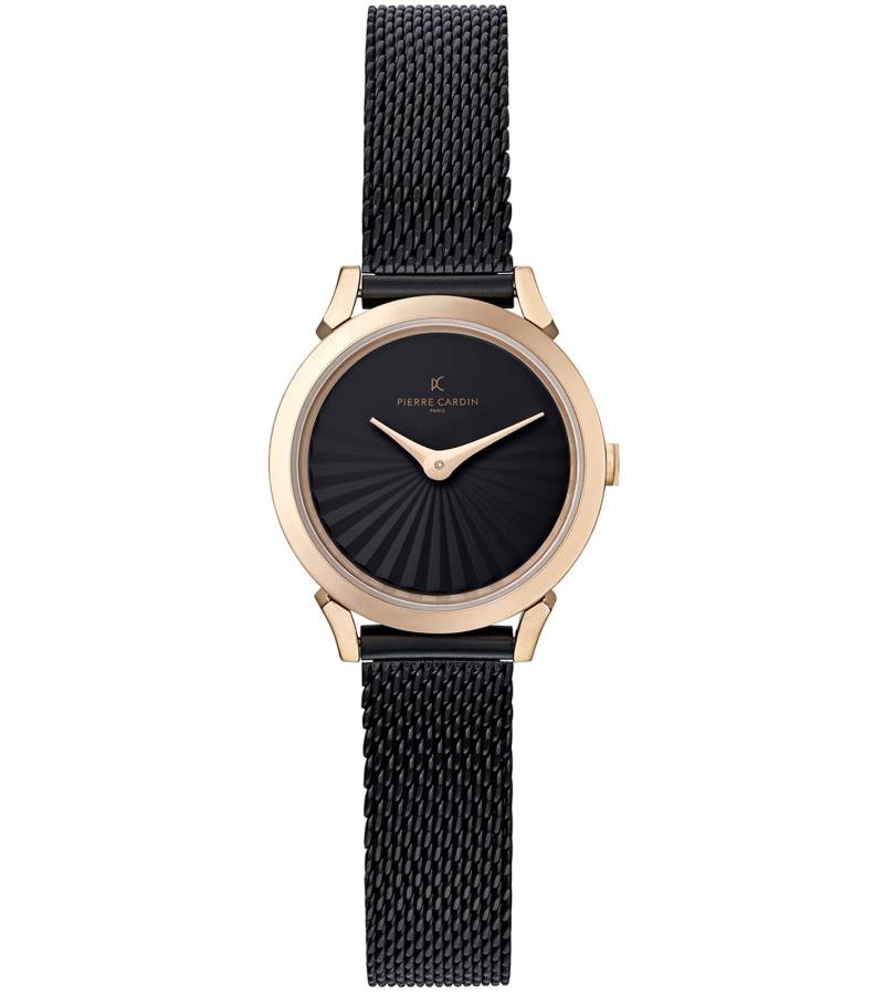 Pierre Cardin Damen Armband-Uhr schlichtes Ziffernblatt analoge Quarz-Uhr mit Edelstahl-Armband 3ATM 27mm CPI.2516 Schwarz/Gold von Pierre Cardin