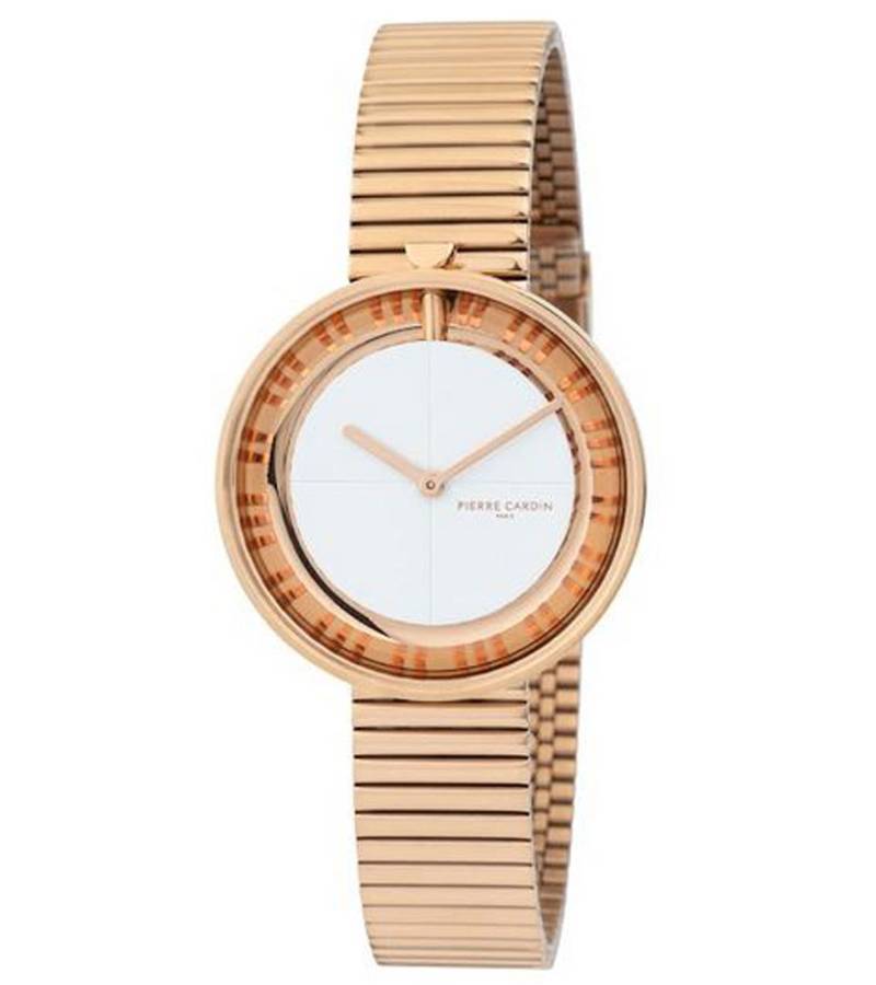 Pierre Cardin Damen Armband-Uhr zeitloses Ziffernblatt analoge Quarz-Uhr mit Edelstahl-Armband 3ATM 32mm CCMA.0017 Rose-Gold/Weiß von Pierre Cardin