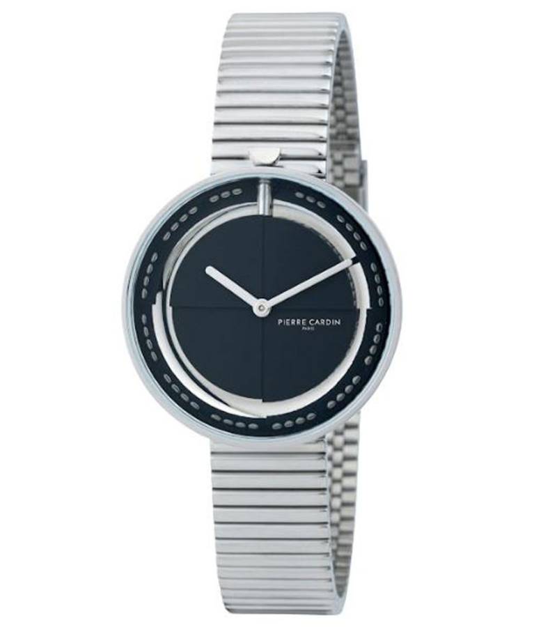 Pierre Cardin Damen Armband-Uhr zeitloses Ziffernblatt analoge Quarz-Uhr mit Edelstahl-Armband 3ATM 32mm CMA.0008 Silber/Schwarz von Pierre Cardin