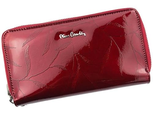 Pierre Cardin Damen Geldbörse aus Echtem Leder – Portemonnaie - Elegant und Geräumig Geldbeutel – Rote Blätter – 20 x 11 x 4 cm von Pierre Cardin