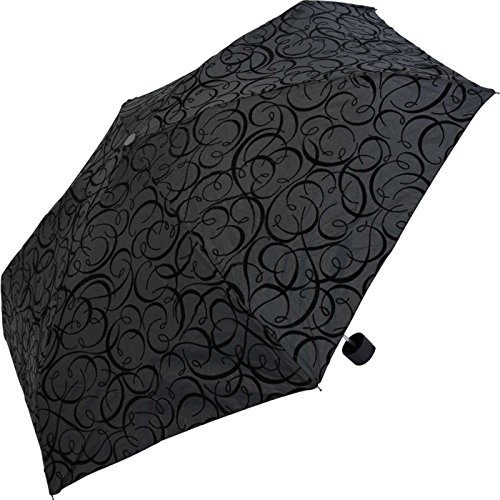 Pierre Cardin Damen Mini Regenschirm Taschenschirm "Black Illumination" mit Samt Arabesken von Pierre Cardin