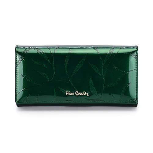 Pierre Cardin Damen Portemonnaie Leaf Wallet Plant Motiv Elegant Praktisch Lackleder Large 19,5x10x4 cm Grün von Pierre Cardin