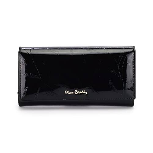 Pierre Cardin Damen Portemonnaie Leaf Wallet Plant Motiv Elegant Praktisch Lackleder Large 19,5x10x4cm Schwarz von Pierre Cardin