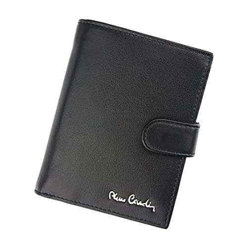 Pierre Cardin Geldbörse Herren mit RFID-Stop, Portemonnaie Herren Leder - 10,5x13x3 cm für bis zu 18 Karten 2 Scheinfächer 1 Münzfach Riegelverschluss - Farbe Schwarz von Pierre Cardin