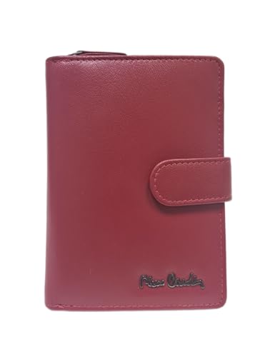 Pierre Cardin Geldbörse aus echtem Leder mit Reißverschluss und Logo aus brüniertem Metall, 9 Kartenfächer, Doppelfach, Dokumentenhalter, Maße 13,5 x 10 x 2,5 cm, Art. 2511, rot, 13,5X10x2,5, Modern von Pierre Cardin