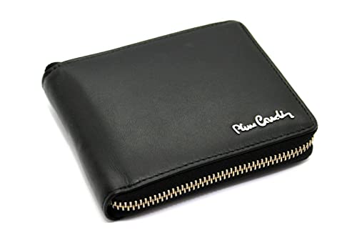 Pierre Cardin Geldbörse aus weichem Kalbsleder mit Reißverschluss (Reißverschluss) und RFID-Schutz, Schwarz , Klassisch von Pierre Cardin