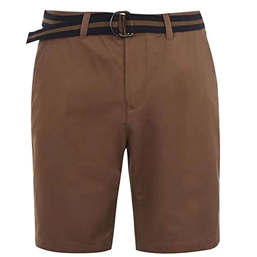 Pierre Cardin Herren 100% Baumwolle Klassische geflochtene Gürtel Chino Shorts - Bunt - Medium - XX Große Größen erhältlich (Large, Tobacco) von Pierre Cardin