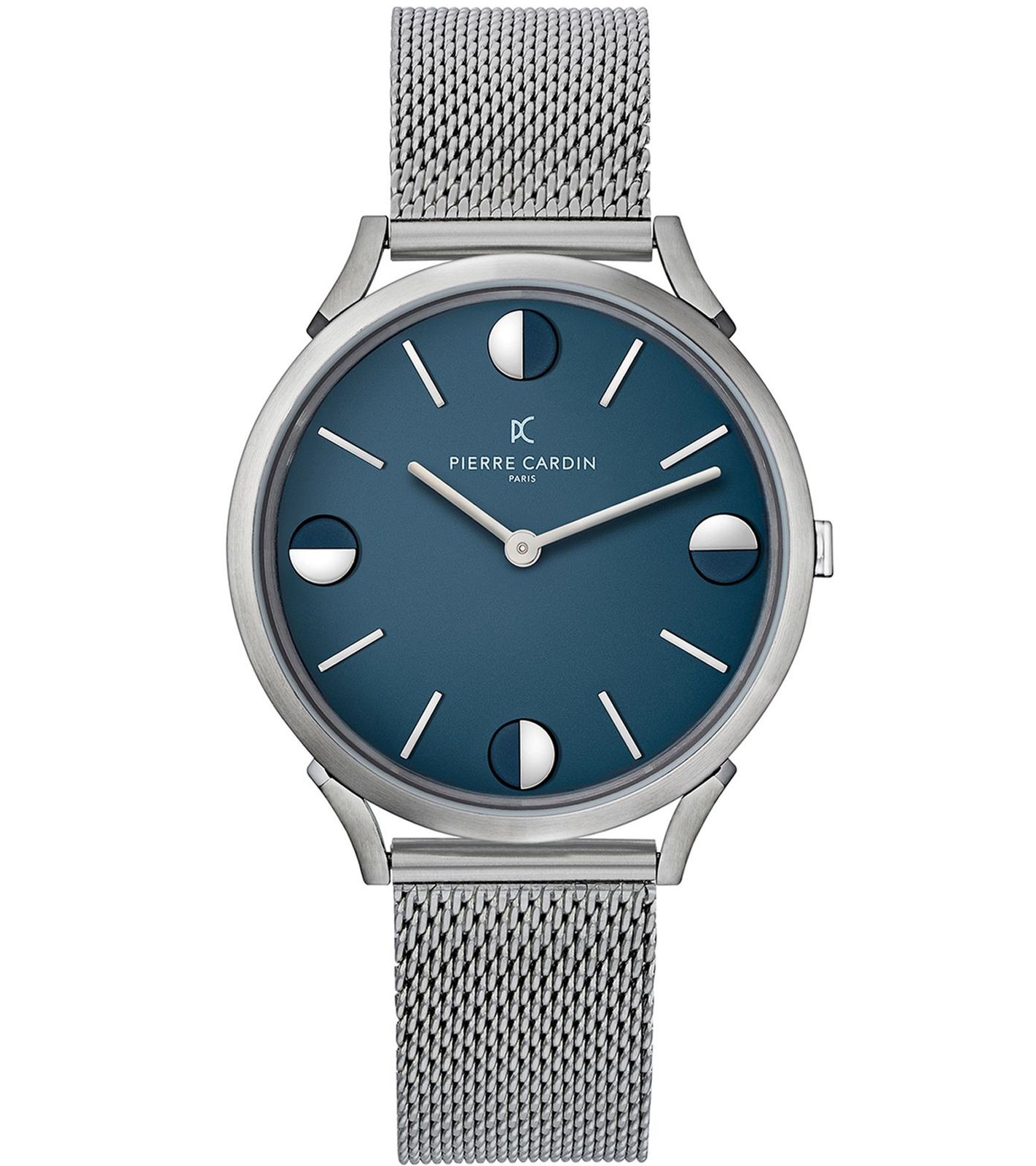 Pierre Cardin Herren Armband-Uhr analoge Quarz-Uhr mit Edelstahl-Armband 3ATM 40mm CPI.2013 Silber/Blau von Pierre Cardin