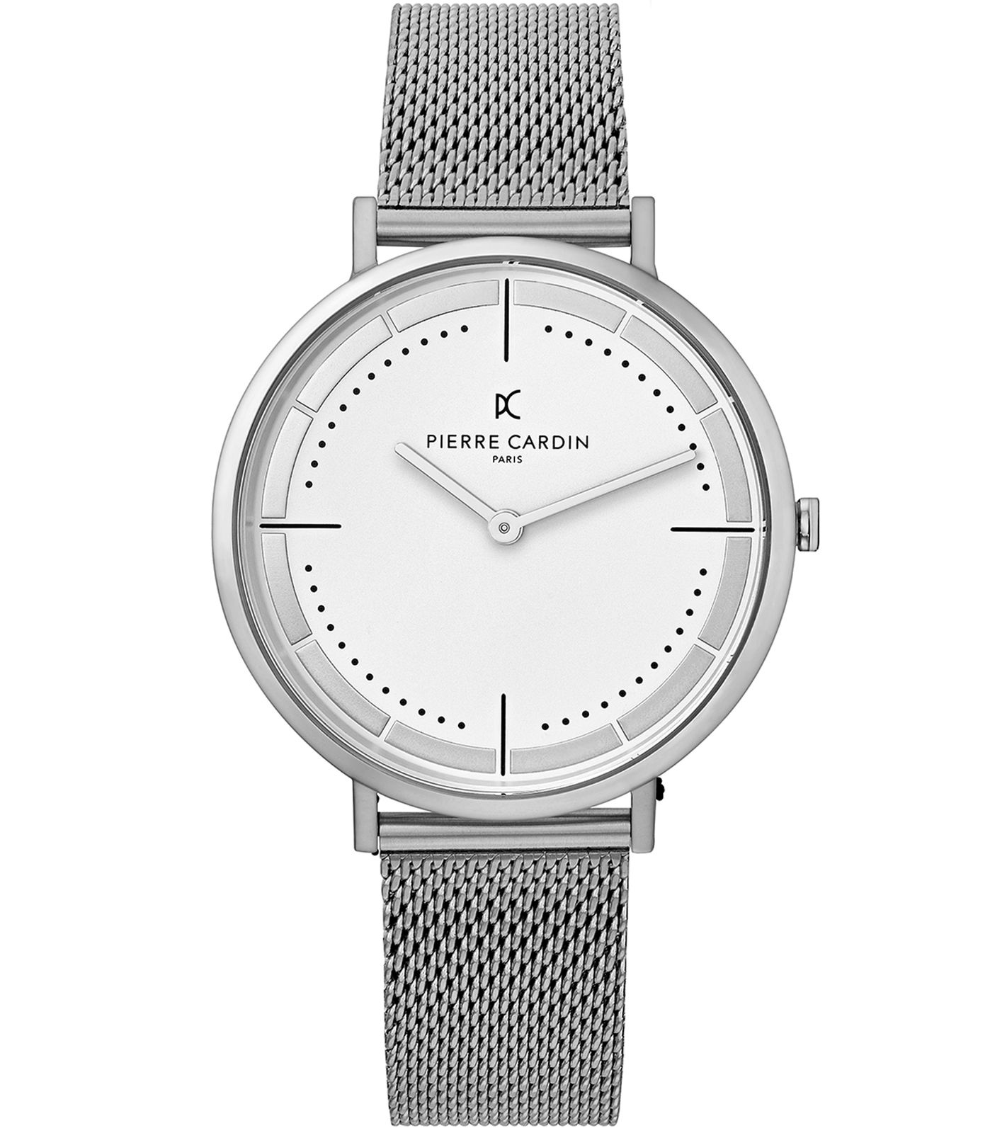 Pierre Cardin Herren Armband-Uhr analoge Quarz-Uhr mit Edelstahl-Armband 3ATM 41mm CBV.1027 Silber von Pierre Cardin