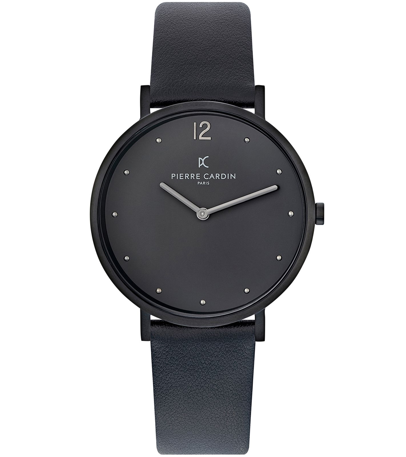 Pierre Cardin Herren Armband-Uhr analoge Quarz-Uhr mit Leder-Armband 3ATM 39mm CBV.1021 Schwarz von Pierre Cardin