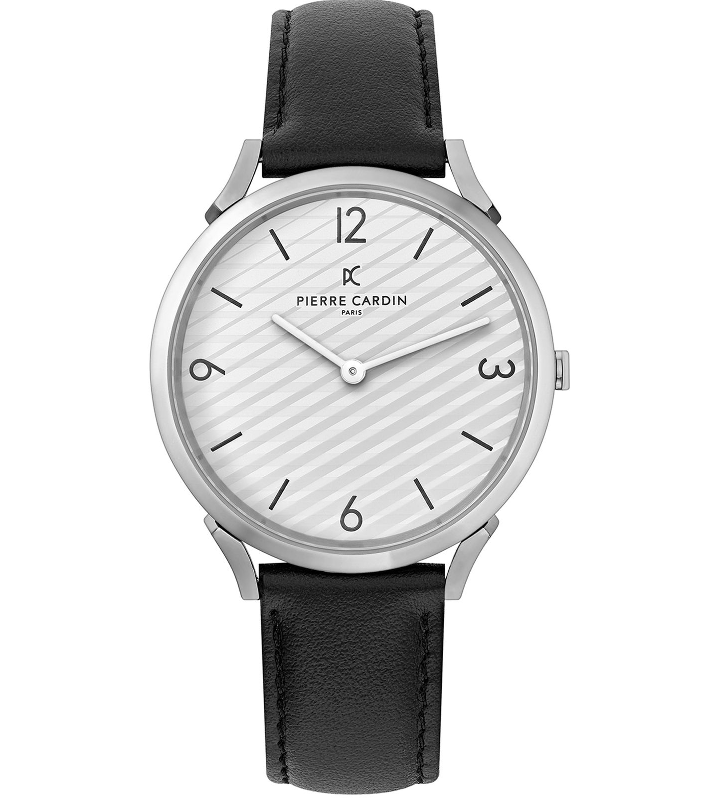 Pierre Cardin Herren Armband-Uhr analoge Quarz-Uhr mit Leder-Armband 3ATM 39mm CPI.2016 Silber/Schwarz/Weiß von Pierre Cardin