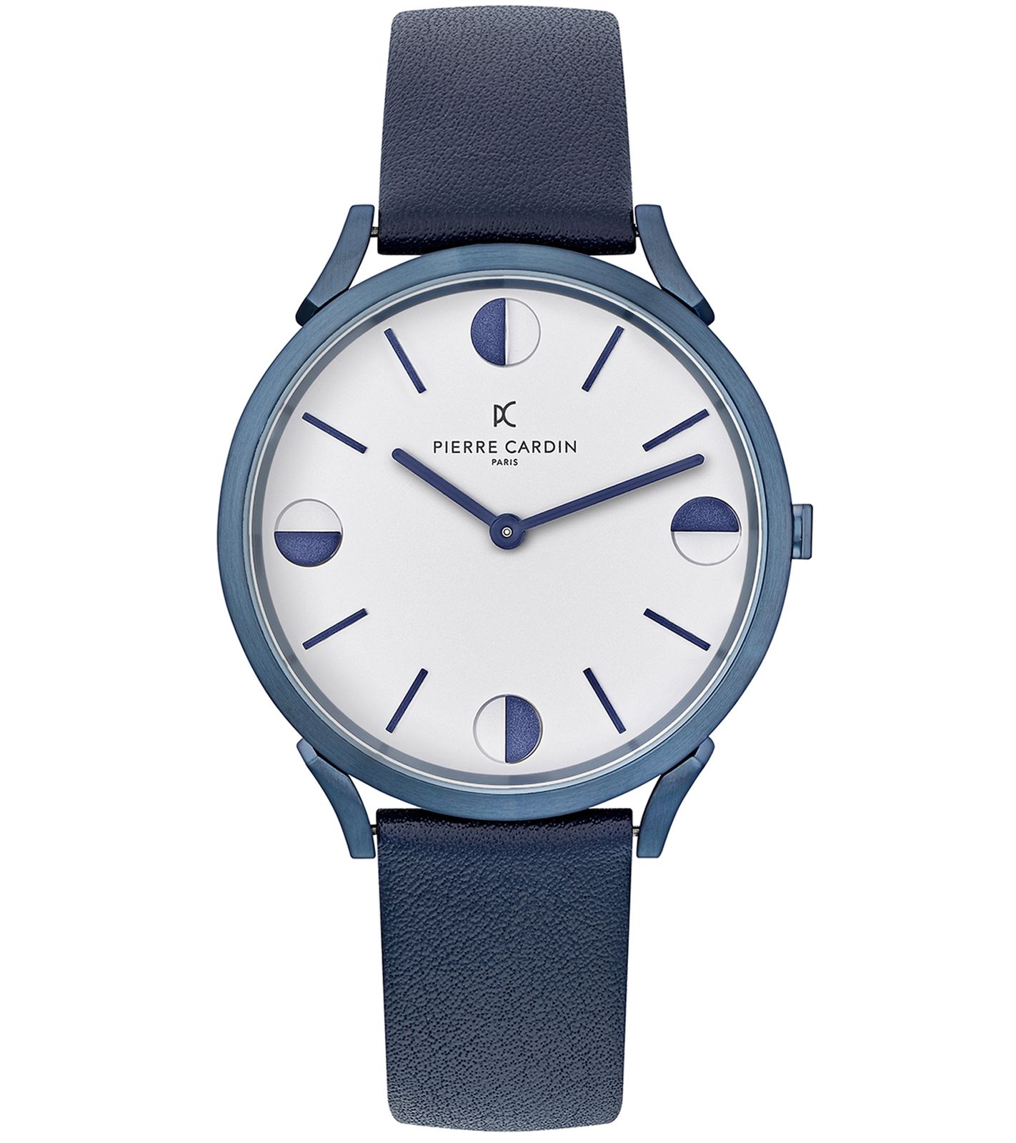 Pierre Cardin Herren Armband-Uhr analoge Quarz-Uhr mit Leder-Armband 3ATM 40mm CPI.2009 Blau/Silber von Pierre Cardin